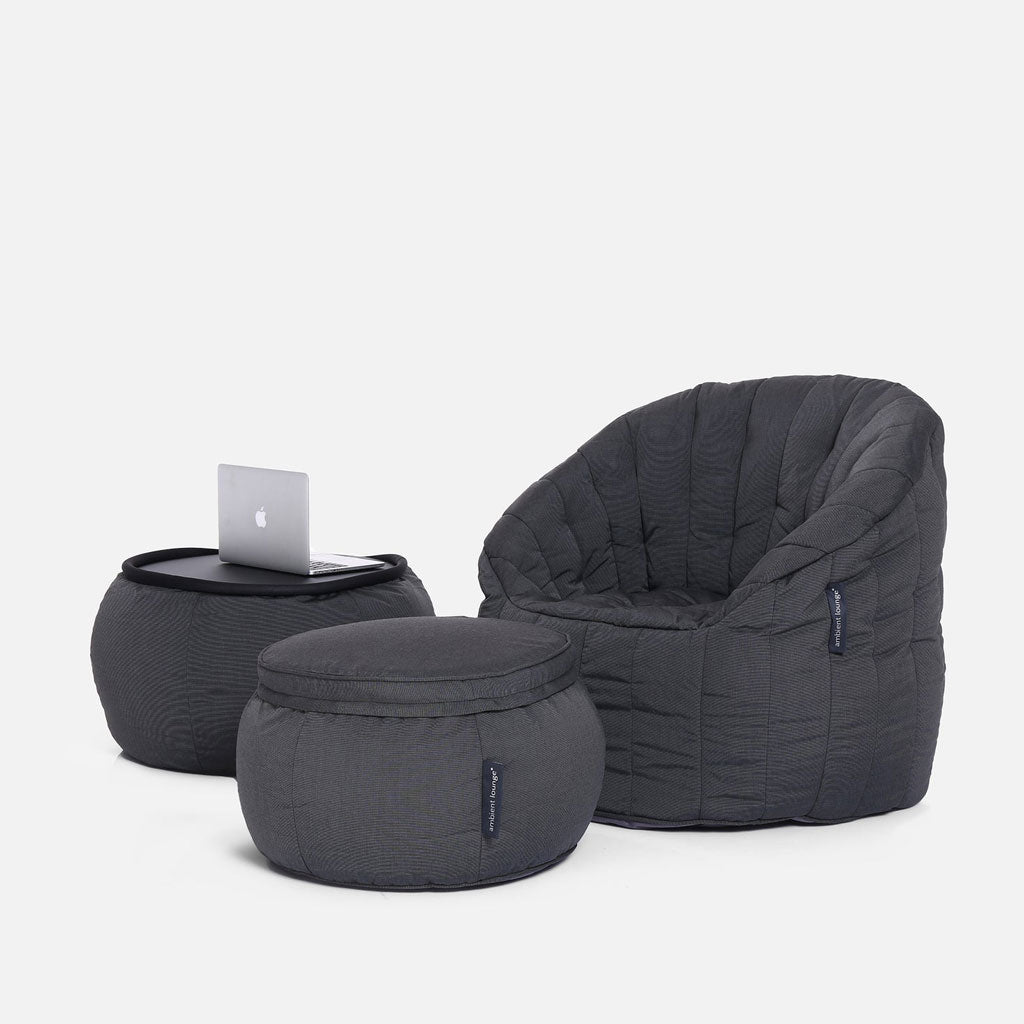 Butterfly Sofa Black Rock (Sunbrella) Utendørs saccosekk