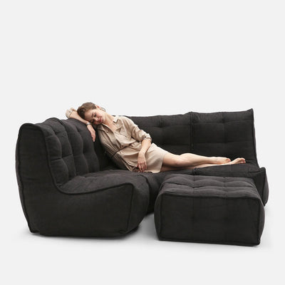 Mod 4 Corner Deluxe Modulsofa Svartur Safír 