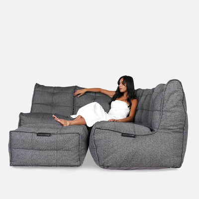 Mod 4 Corner Deluxe Modulsofa Titanium Weave 