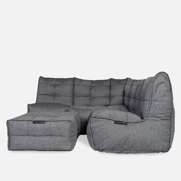Mod 4 Corner Deluxe Modulsofa Titanium Weave Utendørs modulsofa